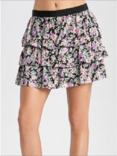 Fusta scurta cu volane si print floral