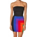 Rochie bandage colorblock, fara bretele