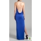 Rochie maxi din matase, cu spatele gol si bareta din piele, despicata pe un picior
