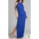 Rochie maxi din matase, cu spatele gol si bareta din piele, despicata pe un picior