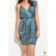 Rochie asimetrica din chiffon, cu print de pene