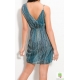 Rochie asimetrica din chiffon, cu print de pene