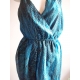 Rochie asimetrica din chiffon, cu print de pene