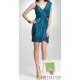 Rochie asimetrica din chiffon, cu print de pene