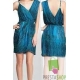 Rochie asimetrica din chiffon, cu print de pene