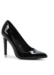 Pantofi pumps din piele lacuita, cu bot ascutit