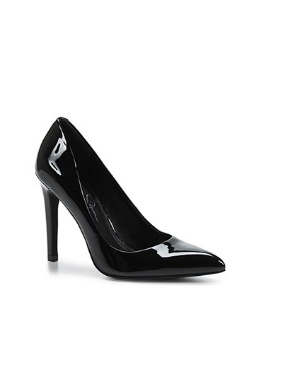 Pantofi pumps din piele lacuita, cu bot ascutit