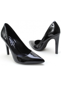Pantofi pumps din piele lacuita, cu bot ascutit