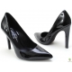 Pantofi pumps din piele lacuita, cu bot ascutit