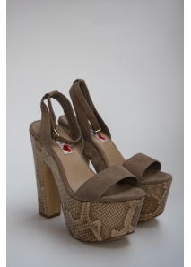 Sandale din piele cu platforma supradimensionata, cu print "piele de sarpe"