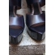 Sandale din piele cu toc geometric si platforma din lucite, bot ascutit