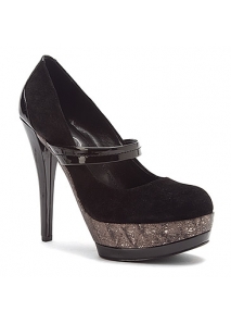 Pantofi pumps din piele, Mary-Jane, cu platforma supradimensionata