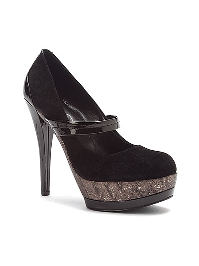 Pantofi pumps din piele, Mary-Jane, cu platforma supradimensionata