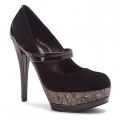 Pantofi pumps din piele, Mary-Jane, cu platforma supradimensionata