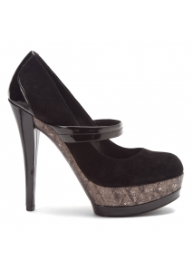 Pantofi pumps din piele, Mary-Jane, cu platforma supradimensionata