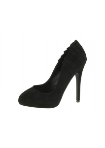 Pantofi pumps din piele, cu toc stiletto si bot migdala foarte decupati