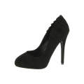 Pantofi pumps din piele, cu toc stiletto si bot migdala foarte decupati