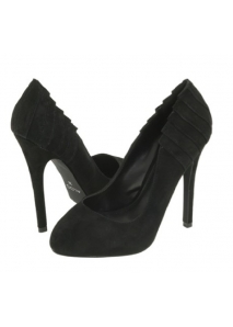 Pantofi pumps din piele, cu toc stiletto si bot migdala foarte decupati