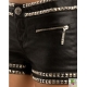 Blugi scurti cu tinte metalice piramidale si aspect de piele