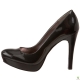 Pantofi pumps din piele lacuita, cu bot rotund