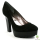 Pantofi pumps din piele intoarsa, cu bot prelung si platforma zimtata