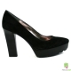 Pantofi pumps din piele intoarsa, cu bot prelung si platforma zimtata