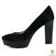 Pantofi pumps din piele intoarsa, cu bot prelung si platforma zimtata
