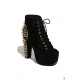 Botine din piele cu platforma ascunsa si toc bloc, accesorizat cu tinte si tepi