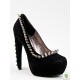 Pantofi pumps din piele cu toc curbat, bot migdala, accesorizati cu tinte si tepi