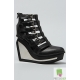 Botine din piele cu platforma sculpturala cu aplicatie metalica