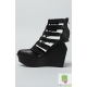 Botine din piele cu platforma sculpturala cu aplicatie metalica