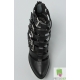 Botine din piele cu platforma sculpturala cu aplicatie metalica