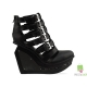 Botine din piele cu platforma sculpturala cu aplicatie metalica