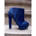 Botine din piele cu par de ponei imprimat leopard si platforma arhitecturala