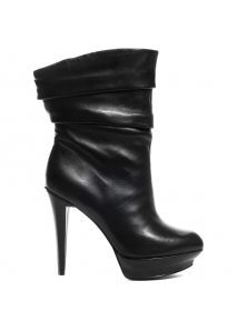 Botine din piele cu platforma dubla si toc conic
