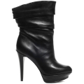 Botine din piele cu platforma dubla si toc conic