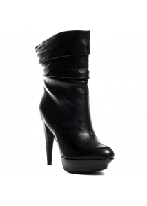 Botine din piele cu platforma dubla si toc conic