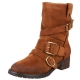 Botine biker din piele intoarsa cerata, accesorizate cu catarame metalice