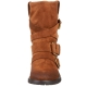 Botine biker din piele intoarsa cerata, accesorizate cu catarame metalice