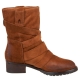 Botine biker din piele intoarsa cerata, accesorizate cu catarame metalice