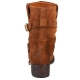 Botine biker din piele intoarsa cerata, accesorizate cu catarame metalice