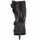 Botine din piele, cu varf decupat si toc conic, accesorizate cu catarame