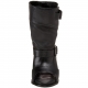 Botine din piele, cu varf decupat si toc conic, accesorizate cu catarame