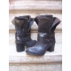Botine moto din piele, cu toc jos, gros
