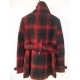 Sacou lung din tweed, cambrat si cu petice din piele eco