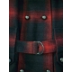 Sacou lung din tweed, cambrat si cu petice din piele eco