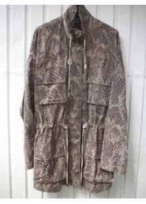 Haina din blana de iepure, zebra-print, cu cordon din piele