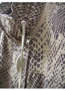 Haina din blana de iepure, zebra-print, cu cordon din piele