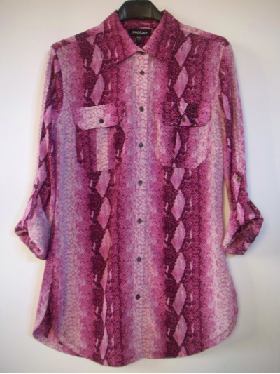 Camasa safari animal-print, cu buzunare cargo, din matase 