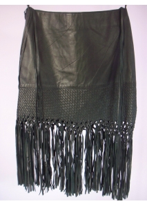 Haina din blana de iepure, zebra-print, cu cordon din piele